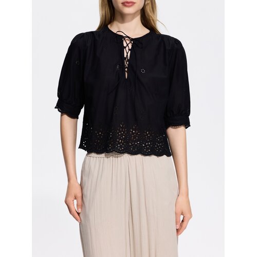 Reserved Rupičasta bluza - crno Cene