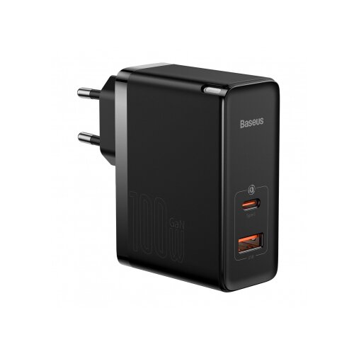 Baseus hišni polnilec 220V GaN 5 Pro Fast Charge 100W vhod 1x USB A in 1x Type C s kablom Type C - Original (EU Blister) črn Cene