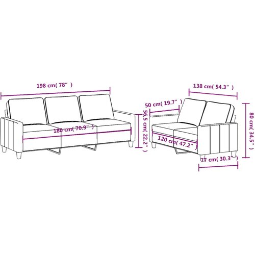  2-dijelni set sofa s jastucima smeđi od tkanine Slike