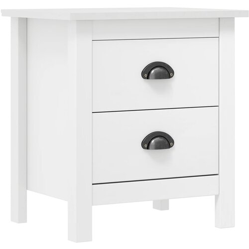 VidaXL Nočna omarica Hill Range bela 46x35x49,5 cm trdna borovina Slike