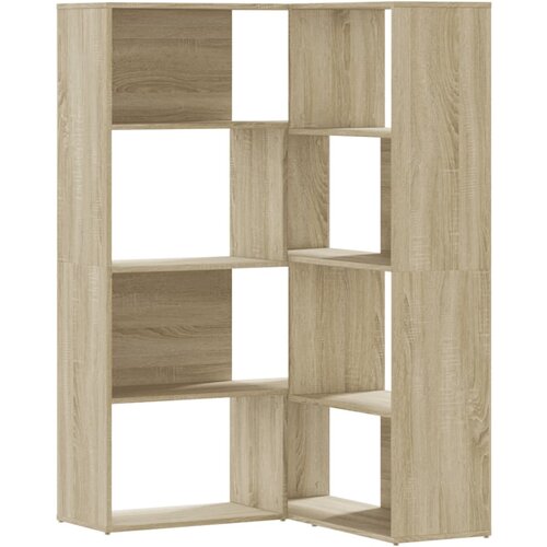 VidaXL Kotna knjižna omara 4-nadstropna sonoma hrast 85x85x140 cm, (21326819) Slike