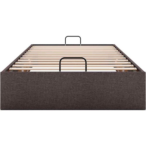  Okvir za krevet bez madraca tamnosmeđi 100x200 cm od tkanine Slike