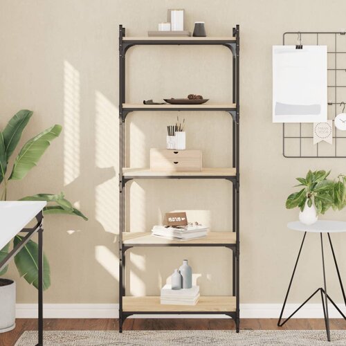 VidaXL Knjižna omara 5-nadstropna sonoma hrast 60x30x154 cm inž. les Slike