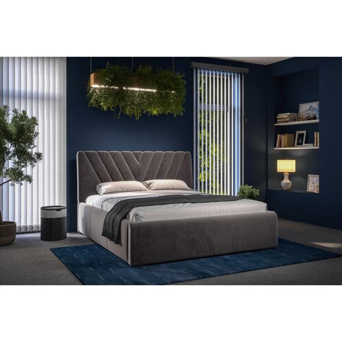 Boxxx OBLAZINJENA POSTELJA 160 cm x 200 cm , tekstil temno siva Slike