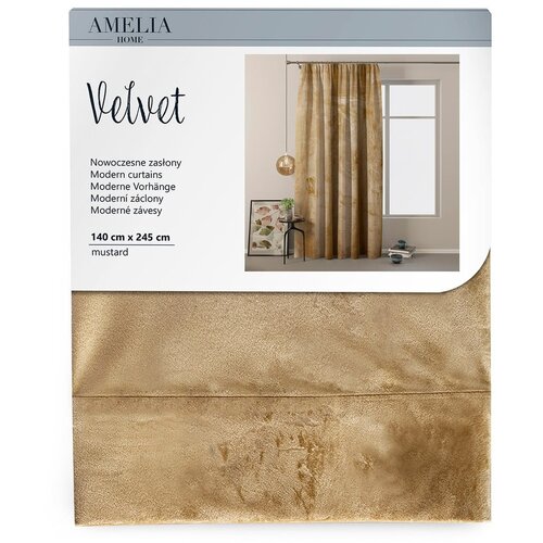 Restilo Rumena žametna zavesa AmeliaHome Velvety Simple, 245 x 140 cm Slike