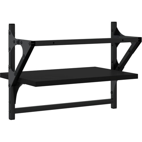 Zidne police s prečkama 2 kom crne 40x25x30 cm Slike