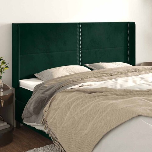  Uzglavlje s u&scaron;ima tamnozeleno 203x16x118/128 cm bar&scaron;unasto Cijene