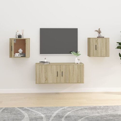The Living Store Stenska TV omarica 2 kosa sonoma hrast 40x34,5x40 cm - Stenska TV Omarica, (21374538) Slike
