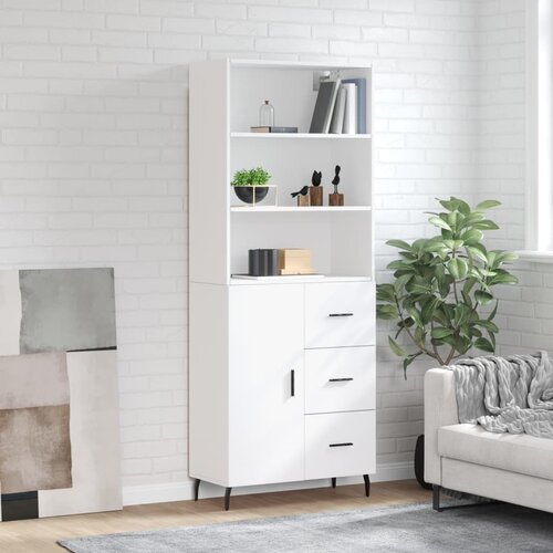  Visoka komoda bijela 69,5x34x180 cm konstruirano drvo Slike