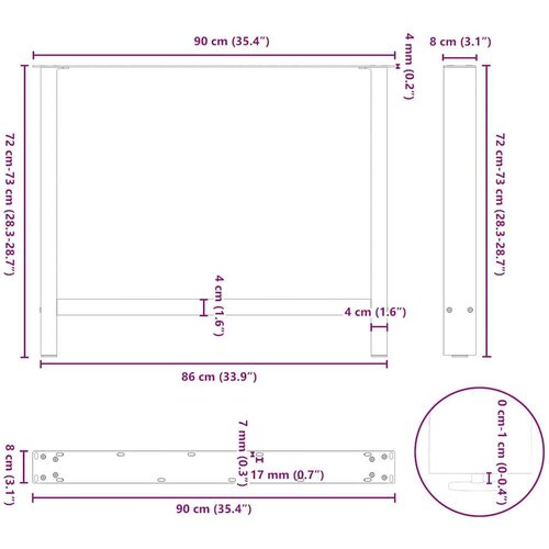  Noge stolića za kavu 2 kom antracit 90x(72-73) cm čelik Slike