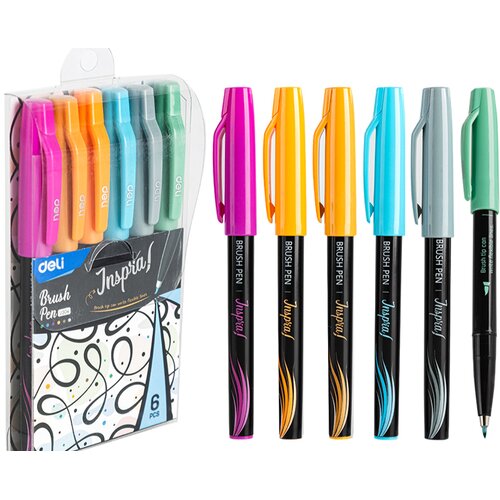 Deli Set flomastera Inspira Brush Pen EU304, 6 komada Slike