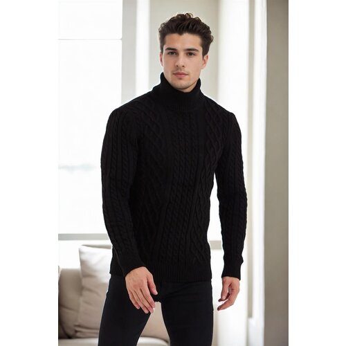 Dewberry 87325 Mens Knitted Patterned Sweater-BLACK Cene