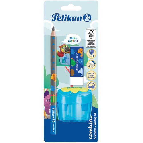 Olovka GRAFITNA B COMBINO PLUS GUMICA PLUS &amp;Scaron;ILJILO DVOSTRUKO SA SPREMNIKOM PELIKAN 811217 BLISTER Slike