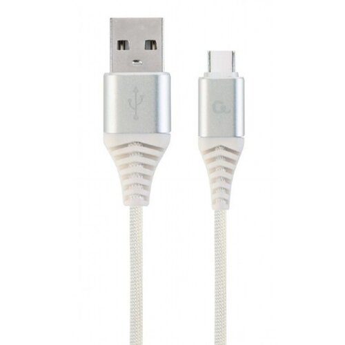 Cablexpert Kabel USB 2.0 A-C 2m bombažna za&amp;scaron;čita bel CC-USB2B-AMCM-2M-BW2 Slike