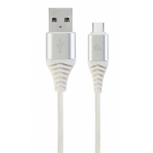Cablexpert Kabel USB 2.0 A-C 2m bombažna zaščita bel CC-USB2B-AMCM-2M-BW2