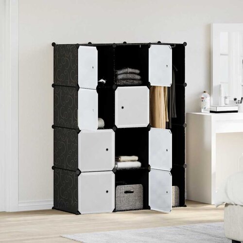  Modularni ormar s 9 odjeljaka 109x36,5x143 cm crno-bijeli Cene