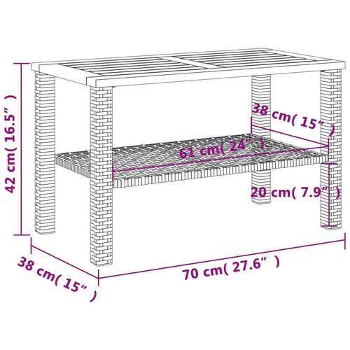 VidaXL Vrtni stol bež 70 x 38 x 42 cm od poliratana i drva bagrema Slike