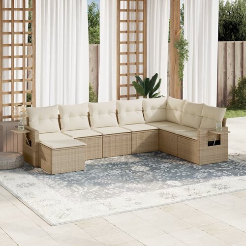 VidaXL 8-dijelni set vrtnih sofa od poliratana s jastucima bež Slike