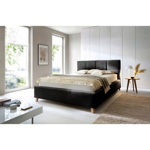 CARRYHOME oblazinjena postelja 180 cm x 200 cm , tekstil črna Slike