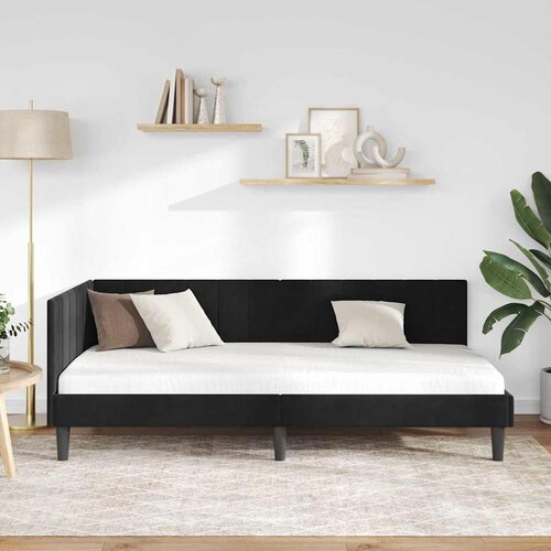  Kutni okvir kreveta s uzglavljem Crna 90 cm x 190 cm Bar&amp;scaron;un Slike