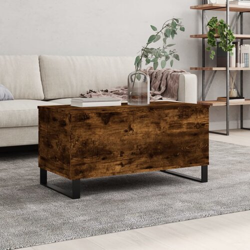 vidaXL Klubska mizica dimljeni hrast 90x44,5x45 cm inženirski les Cene