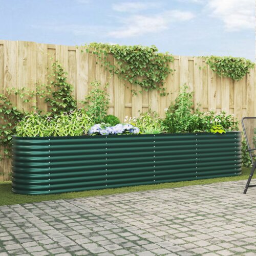 vidaXL Vrtna Povišena Postelja Zelena 400x80x81 cm Galvanizirano Jeklo Cene