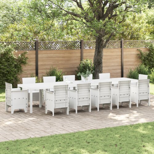 Bijeli Vrtna miza bela 400 x 100 x 73 cm, poli rattan Cene