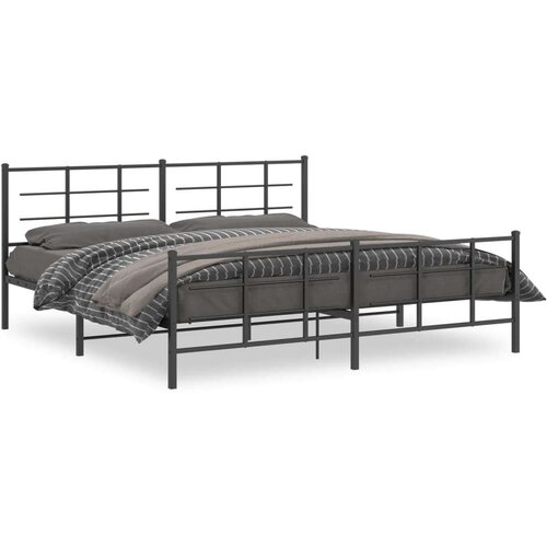 Metalni okvir kreveta uzglavlje i podnožje crni 200x200 cm Slike