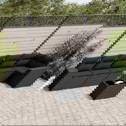 vidaXL 7-dijelni set vrtnih sofa od poliratana s jastucima crni Cijene