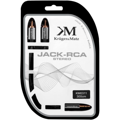  Kruger&amp;amp;Matz kabel s utikačem 3,5 - 2RCA stereo 3,0 m Slike