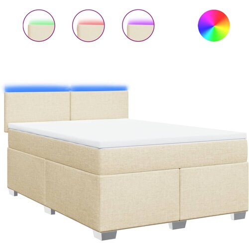 vidaXL Box spring postelja z vzmetnico krem 160x200 cm blago, (21310951) Cene