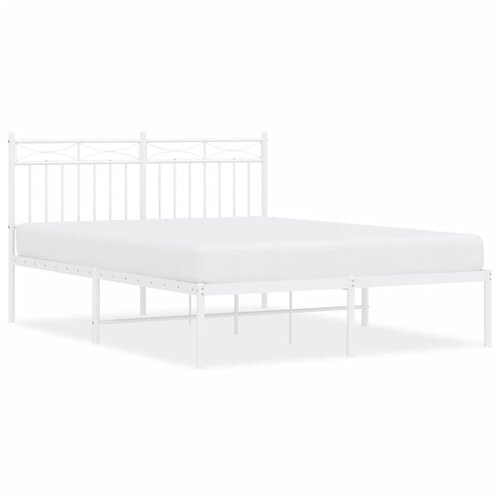 Maison Chic Kovinski Posteljni okvir - Dvoposteljna postelja - Zakonska postelja z vzglavjem bel 140x200 cm, (21692819) Slike