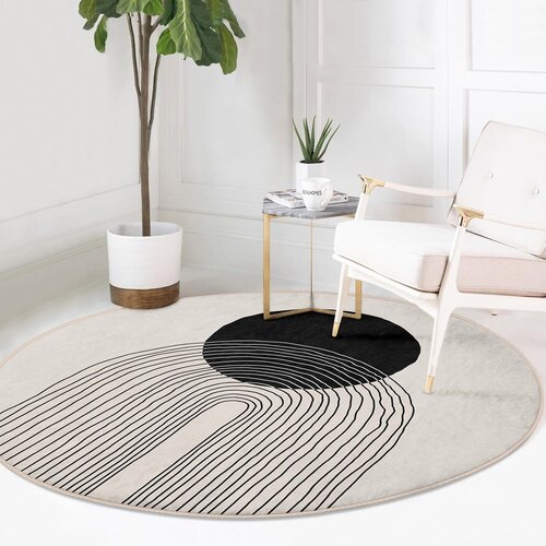 Mila Home Črna/bela pralna/primerna za robotski sesalnik okrogla preproga &amp;oslash; 80 cm Comfort &amp;ndash; Slike