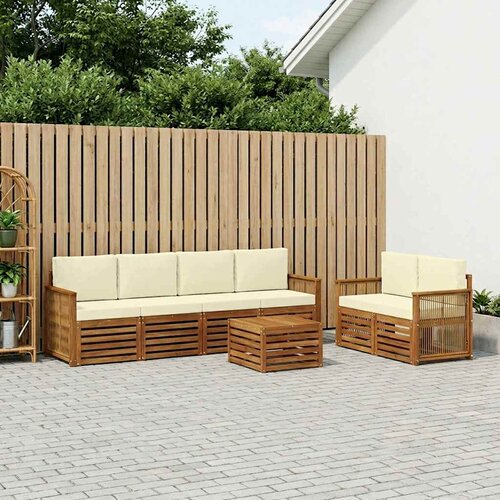  Set vanjskih sofa 7 kom. Prirodna i krem Čvrsto drvo akacije Cijene