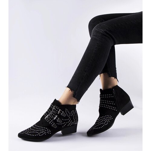 Gemre Black decorative ankle boots with low block heel Forever Cene
