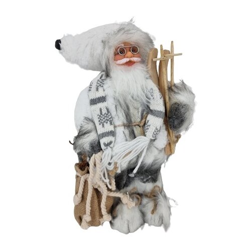  Novogodišnja figura deda mraz nosi skije džak 32cm Cene