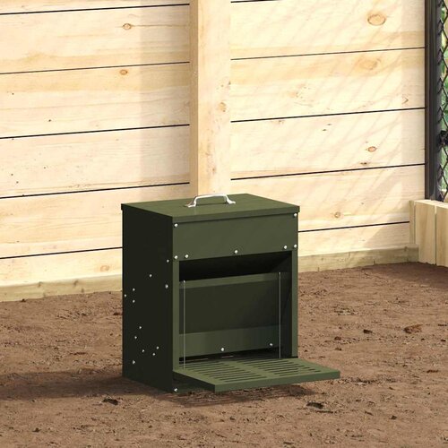 Feeder s nogom za piliće Maslinasto zelena 33 x 42 x 40 cm Cijene
