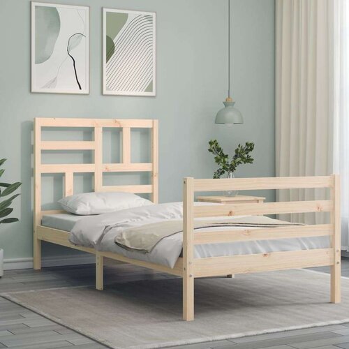  Okvir za krevet s uzglavljem 100x200 cm od masivnog drva Slike