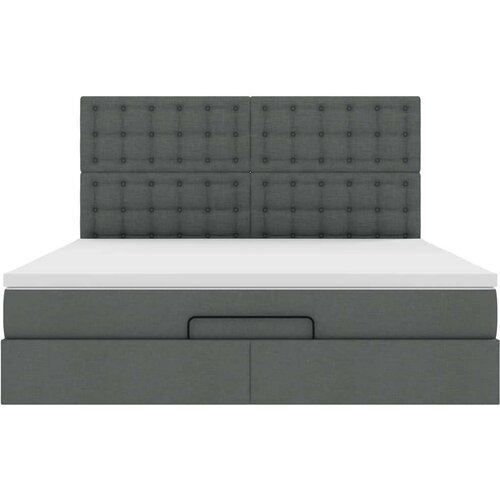VidaXL Otomanski krevet s madracem i LED tamnosivi 160x200cm tkanine Slike