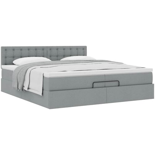 VidaXL Otomanski posteljni okvir z vzmetnico svetlo siv 200x200 cm Slike