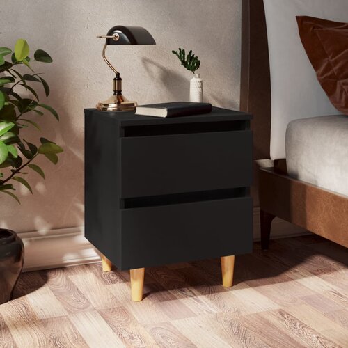 vidaXL noćni ormarić s nogama od masivne borovine crni 40 x 35 x 50 cm Cijene