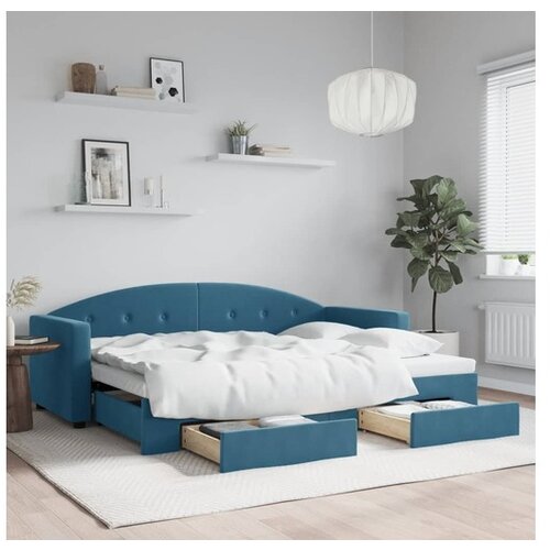 vidaXL Izvlečna dnevna postelja s predali modra 80x200 cm ža Cene