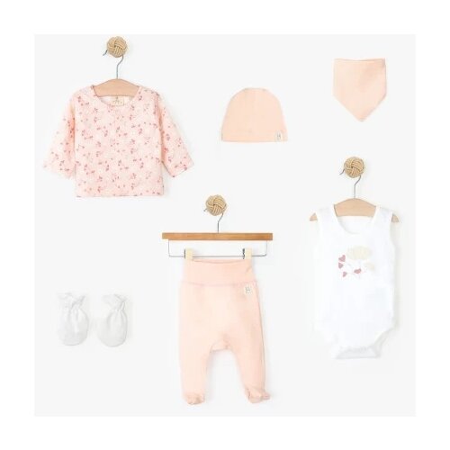 Just kiddin baby komplet 6v1 (bodi, jopica, hlače, rutica, kapica, rokavičke) blossom Cene