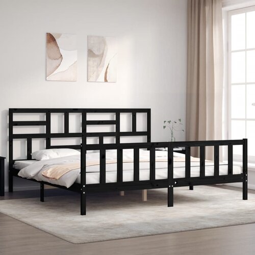 vidaXL Okvir za krevet s uzglavljem crni 200 x 200 cm od masivnog drva Cene