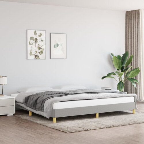 VidaXL Posteljni okvir svetlo siv 200x200 cm blago Slike