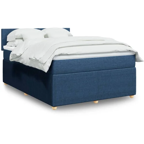 vidaXL Box spring postelja z vzmetnico modra 160x200 cm blago vidaXL Box spring postelja z vzmetnico modra 160x200 cm blago