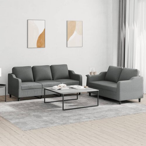 VidaXL 2-dijelni set sofa s jastucima tamnosivi od tkanine Slike