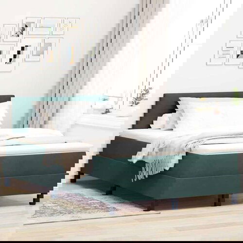 Box Spring krevet s madracem &amp LED Tamnozeleni 120x190 cm Baršun Cijene