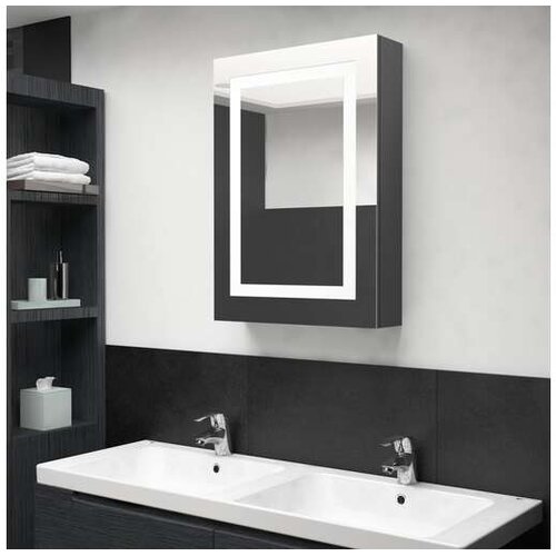  LED kupaonski ormarić s ogledalom sjajni sivi 50 x 13 x 70 cm Cijene