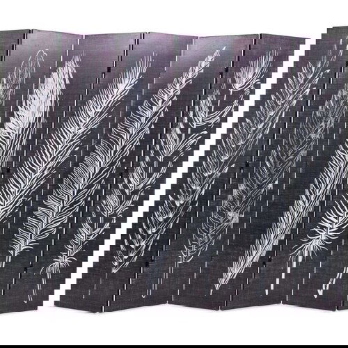 vidaXL Zložljiv paravan 228x170 cm perje črn in bel Cene